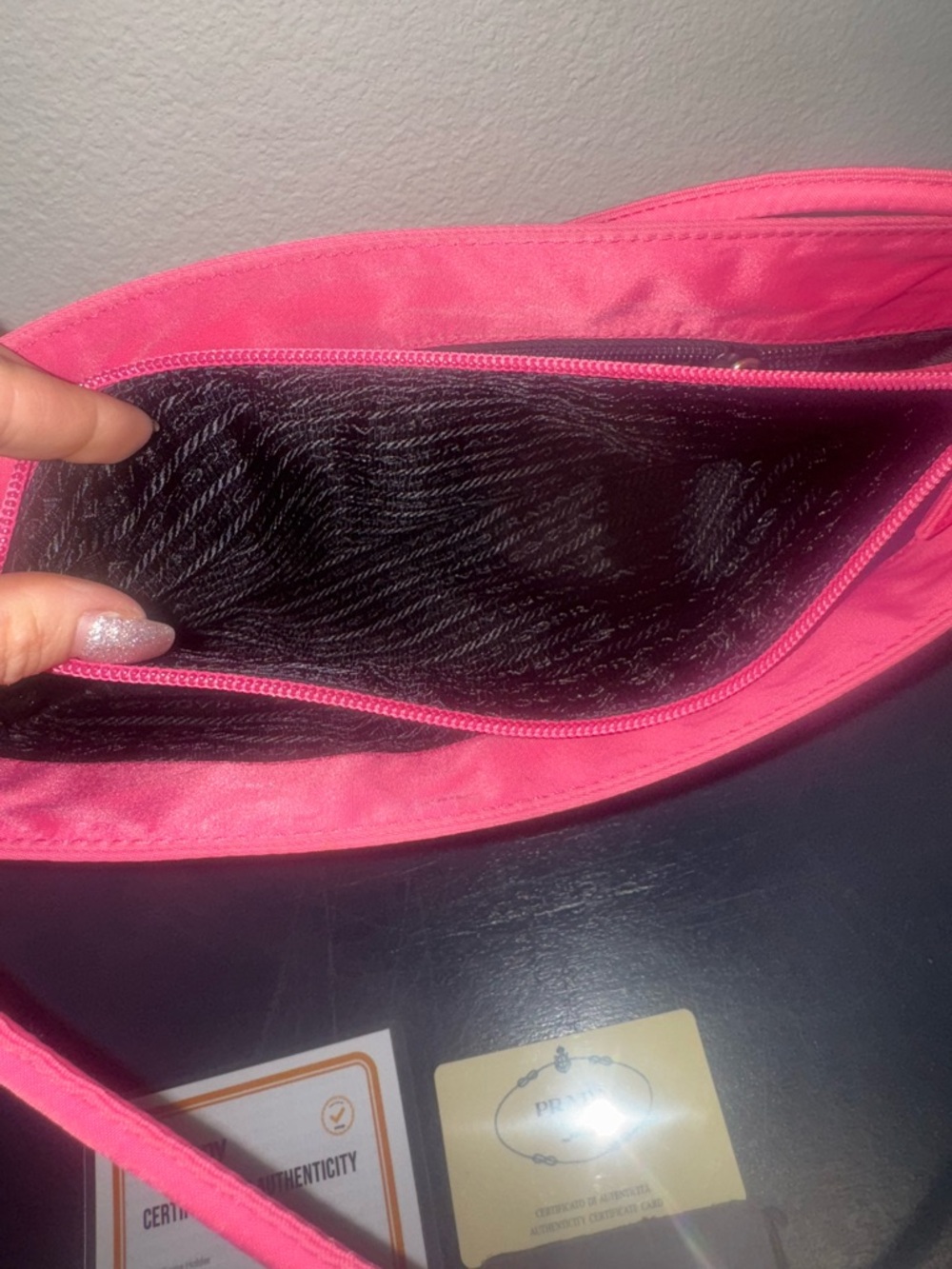 Prada Hot Pink Nylon Double-Strap Shoulder Bag with COA - Picture 5 of 15